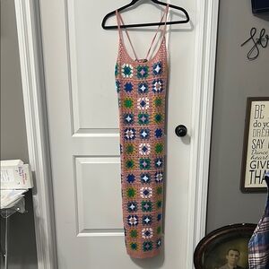 Forever 21 Pink and Blue Sheath Maxi Dress